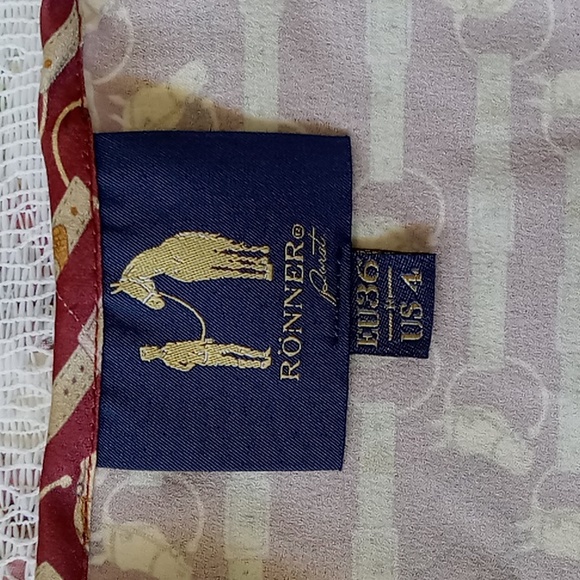 Ronner Porst Equestrian Print Long Sleeve Button Front Blouse Size 4 Rust/Tan - Picture 13 of 16